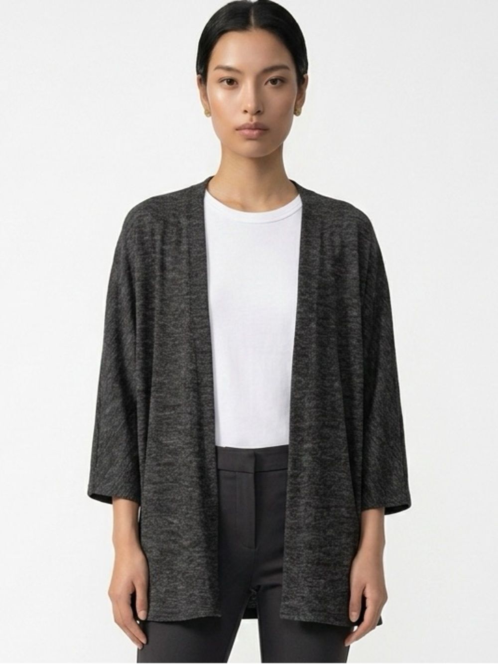 TACERA | Dark Gray Open Front Kimono Cardigan Sweater Women’s Size Large